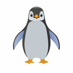 Obraz premium Adorable Cartoon Penguin Standing Upright with Open Arms Ready for a Hug Illustration