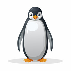 Obraz premium Adorable Cartoon Penguin Standing Isolated on White Background, Character Design