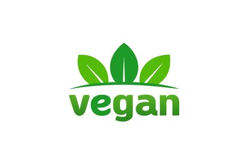 Vegan Symbol with Green Leaves Healthy Food Natural Products and Eco Friendly Lifestyle Concept