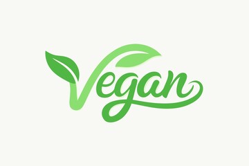 Green Vegan Lettering with Leaves Symbolizing Plant Based Diet and Cruelty Free Lifestyle Choice