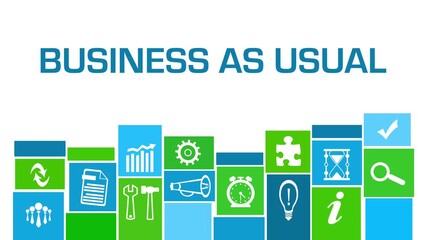 Business As Usual Green Blue Grid Business Symbols Bottom 