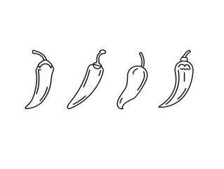 Assorted chili icons in clean spicy vector set