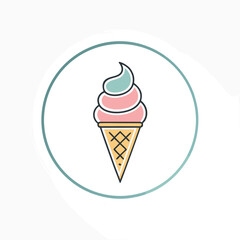 Modern Ice Cream Logo Design – Minimalist Vector Badge for Dessert Shops & Cafés Ice cream logo clipart set. Colorful cone ice cream icon clip art in pictogram style vector illustration color pastel	