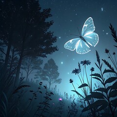 abstract background with butterflies and flowers