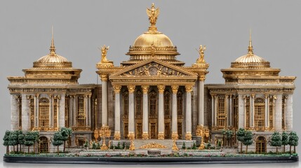 Obraz premium Golden Palace Model with Ornate Architecture and Decorative Elements for Architectural or Cultural Display