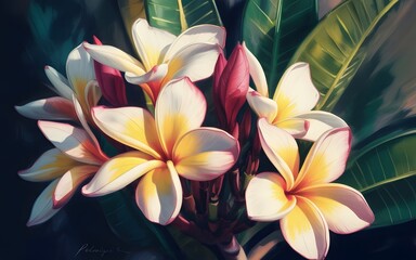 Painted White And Yellow Frangipani