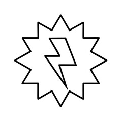 Jagged starburst with lightning bolt black white