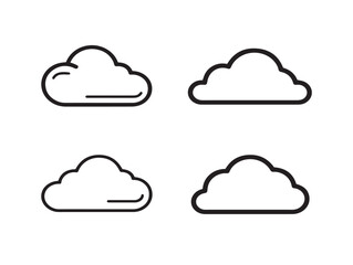 Elegant digital cloud computing icon illustrations set