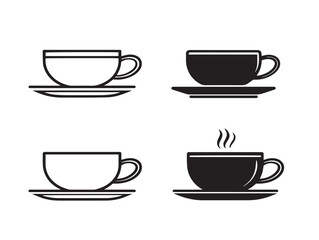 Minimal 2D coffee cup symbol collection