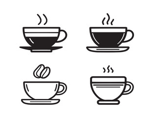 Stylish morning coffee icons in modern design