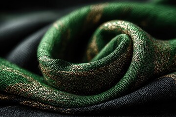 Fototapeta premium Silk textured Pakistani flag with dramatic folds, fabric photography