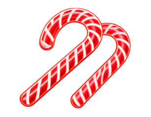   Glowing Neon Candy Cane Light Sign, isolated on transparent PNG
