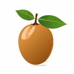 Sapodilla fruit illustration with leaves, showcasing vibrant color and smooth texture