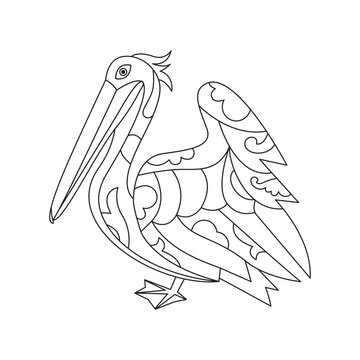 Mythological Pelican &ndash; Symbol of Sacrifice and Spiritual Renewal | Sacred Line Art Illustration