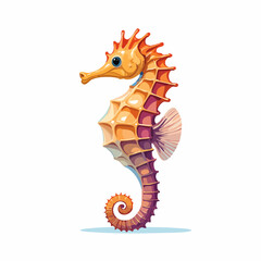 Fototapeta premium Colorful depiction of a seahorse illustration with vibrant scales and graceful curves