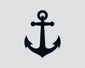 Classic nautical anchor silhouette on a light gray background