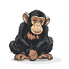 Obraz premium Cartoon Chimpanzee in Relaxed Pose with Detailed Features