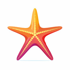 Obraz premium Vibrant cartoon starfish with smooth gradient coloration, displayed on white background