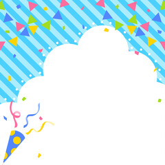 雲型の背景フレーム、クラッカー、ガーランド、紙吹雪のデコレーション、正方形サイズ