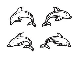 Obraz premium Creative assorted dolphin vector icons in clean style