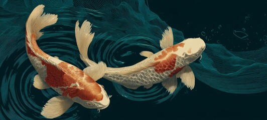 Minimalistic Poster Design for an Upcoming Koi Fish Film Event – Elegant and Modern Concept Featuring Japanese Aesthetic, Tranquil Water, and Stylized Fish Illustration