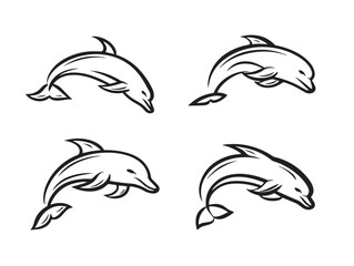 Minimal 2D dolphin symbol pack for designs