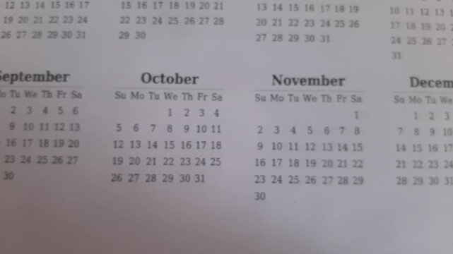 calendar month 2025 q4 months 2025 