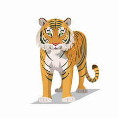 Naklejka premium Majestic Cartoon Tiger Stares Intensely, Showcasing Its Striking Orange and Black Stripes
