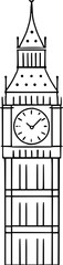 London's Big Ben Tower Outline Icon Vector Image, City Landmark