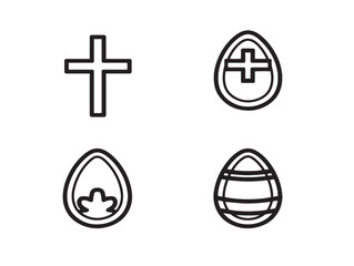 Fototapeta premium Playful Easter celebration elements in clean outline style