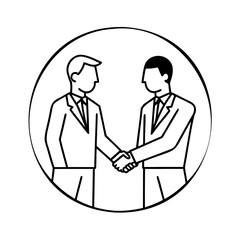 Businessmen shaking hands in a circle handshake agreement