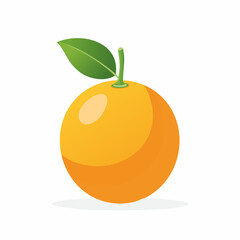 Vibrant Cartoon Orange with Fresh Green Leaf: A Colorful and Healthy Icon