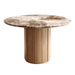 Round coffee table with marble top and wooden base (1)