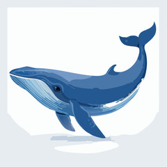 Fototapeta premium Majestic Blue Whale Illustration: A Gentle Giant of the Ocean's Depths and its Graceful Movements