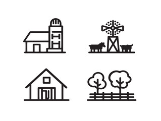 Obraz premium Farm icons set featuring modern minimal line work