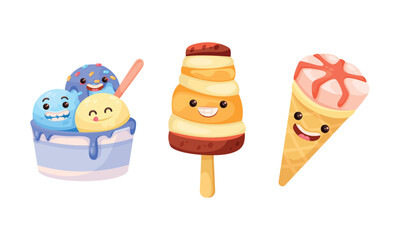 Delicious and vibrant Cartoon Ice Cream Treats that are perfect for Summer Fun and enjoyment