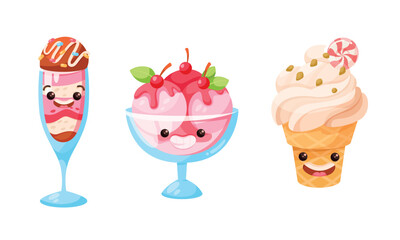 Experience Delightful Ice Cream Desserts Beautifully Crafted in Cute Cartoon Style Designs