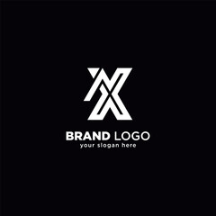 Creative N and X Letter Monogram Logo with Black Background.