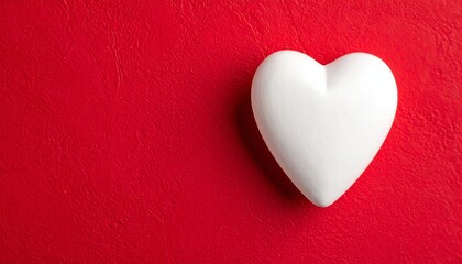 White textured heart on a red textured background. Space for text