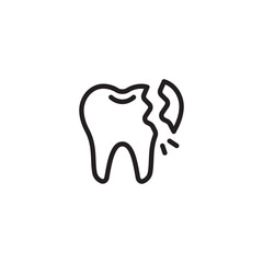 Minimalist vector illustration of a broken tooth dental health concept