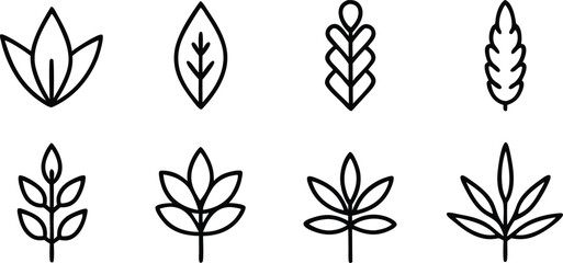 Minimalist Leaf Line Art Collection Vector Icons