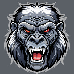 Obraz premium A menacing gorilla head vector illustration