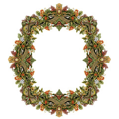 Ornate Floral Frame With Vintage Botanical Illustration Style And Decorative Elements Isolated