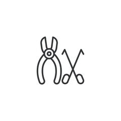 Pliers and scissors minimalist line art illustration equipment icons tool vector