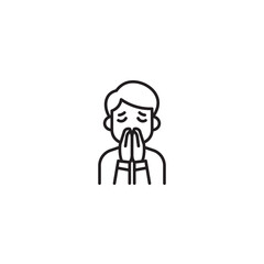 Obraz premium Minimalist vector illustration of a boy praying with folded hands