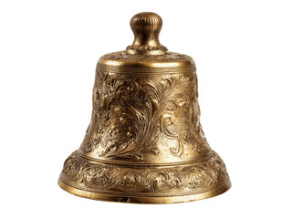 Ornate gold bell decorative antique style metal, Isolated On White Background, Png Transparent