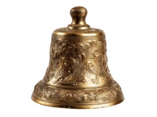 Ornate gold bell decorative antique style metal, Isolated On White Background, Png Transparent