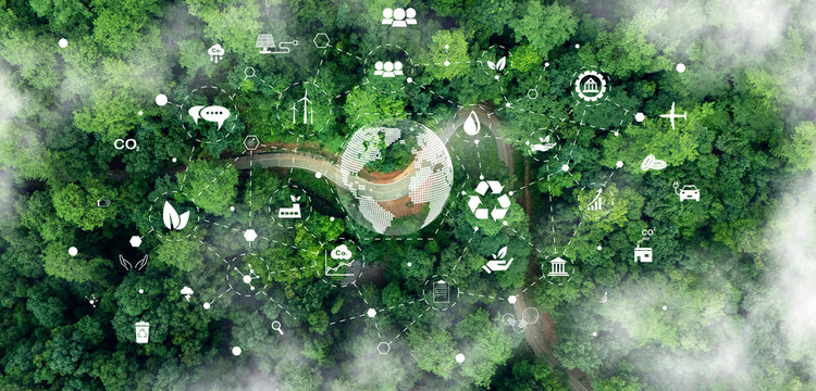 Environmental technology concept. sustainable ESG modernization development by using technology of renewable resources	