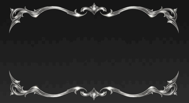 Ornate golden fantasy frame with spikes on a dark background. A decorative vector template for game UI or title design.