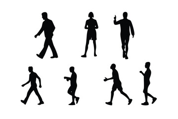 People Activities Vector Silhouette Set - Minimalist Human Figures for Infographics